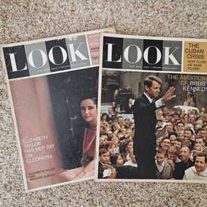 Vintage Look Magazines Robert Kennedy Elizabeth Taylor 1964 1963 Lifestyle